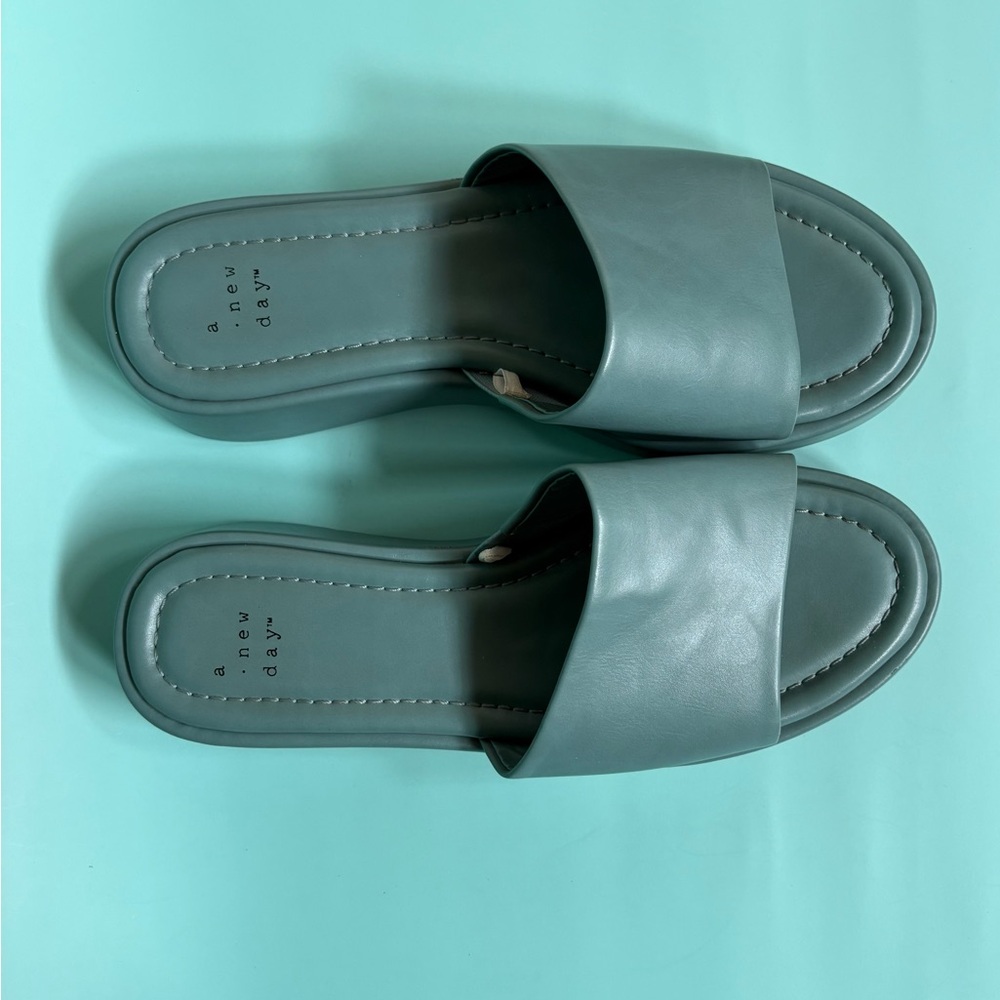 A New Day Women's Teal Slide Sandals